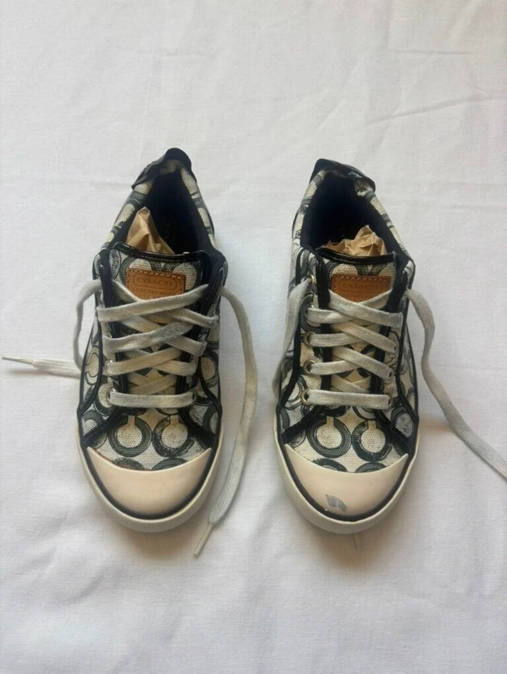 Coach black and white classic low top sneakers- womens size 6